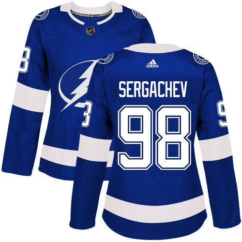 Adidas Tampa Bay Lightning 98 Mikhail Sergachev Blue Home Authentic Women Stitched NHL Jersey
